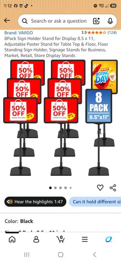 VAIIGO 8-Pack Adjustable Sign Holder Stands 8.5x11