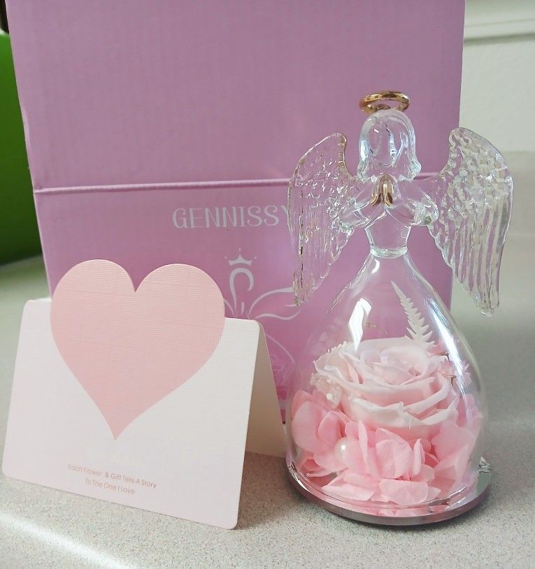 Glass Led Angel Rose