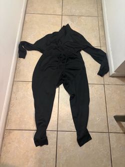 Adidas Set  Black Long Sleeve Jumpsuit with Lace-Up Front