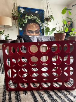 Modern Red 24-Bottle Wine Rack – Mid-Century / Retro Style!