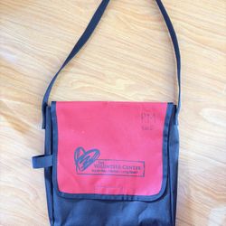 Unisex Black & Red Messenger Bag with Velcro Closure and Elastic Loop at Side  Side 