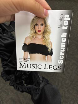 Music Legs Black Scrunch Top Size Small