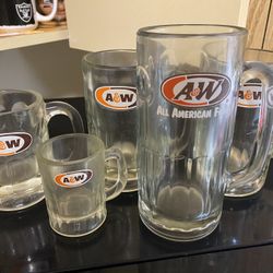 Vintage A&W Rootbeer Glass Mugs