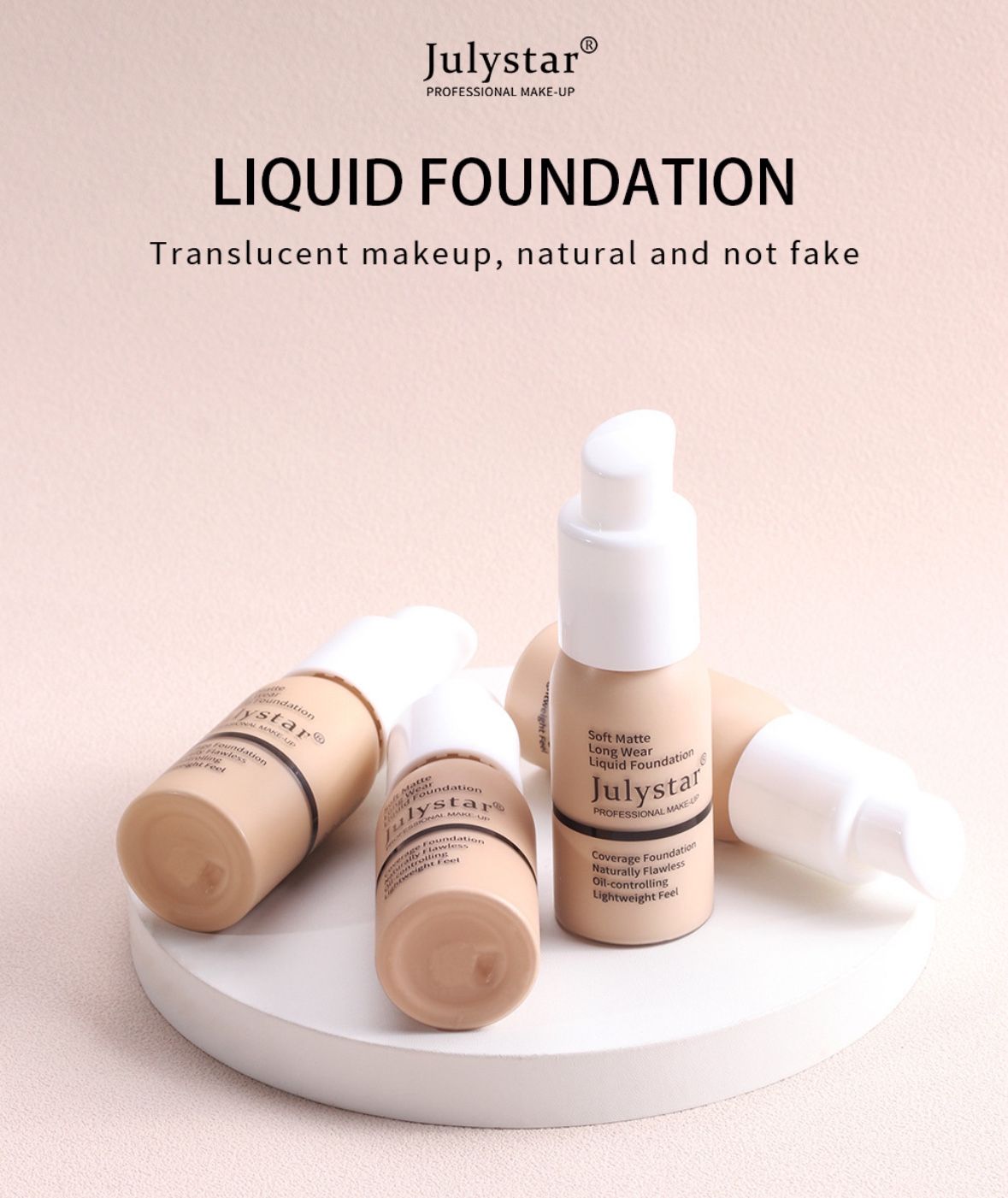 Julystar Soft Matte Liquid foundation make up waterproof Long Wear Coverage #05