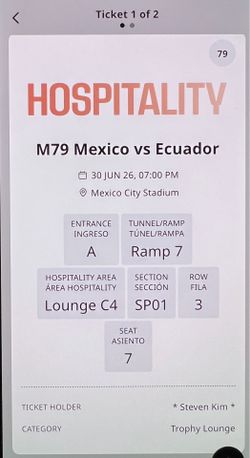 Mexico vs. Ecuador Hospitality World Cup Tickets