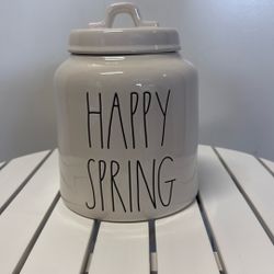 Rae Dunn happy Spring Canister