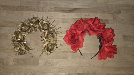 Red Flower Crown, Gold Flower Crown