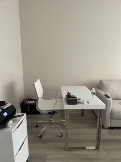 White Desk with Chrome Legs