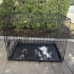 Qpets 30inch Dog Crate, Folding Dog Kennel, Dog Cage, Two Doors, with a Tray