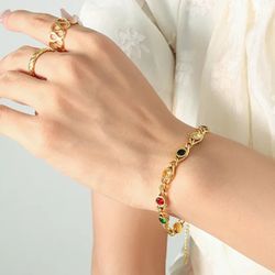 18k gold vintage retro style Womens Chain bracelet
Gift
