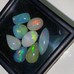 8 Opal Bundle Lot Natural Genuine Ethiopian Opal Gemstone Cabochons 