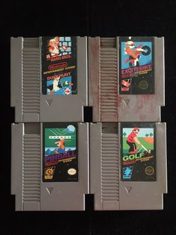 Nintendo NES Black Label Games Lot of 4( Super Mario Bros/Duck Hunt ExciteBike Golf Pinball)