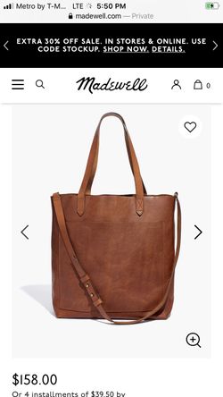 Made well real leather medium tote bag