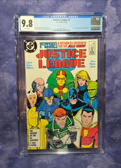 Justice League #1 1987 CGC 9.8 WP 1st App Of Maxwell Lord
