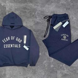 🔥 Fear of God Essentials Marine Blue Hoodie & Sweats Set 🔥Authentic | Brand New | Sizes: S, M, L, XL
