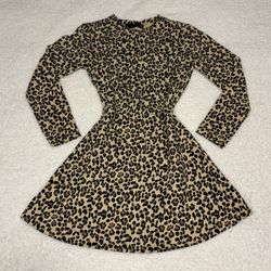 Zara Women Animal Print Sweater Flare Mini Dress