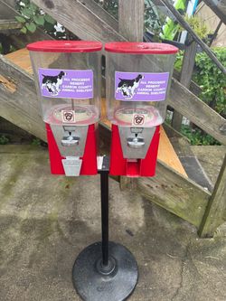 Oak Double Gumball Vending Machine on Stand