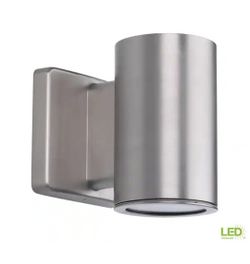 Progress Lighting Cylinders 3 in. Satin Nickel LED Outdoor Wall Lantern Light