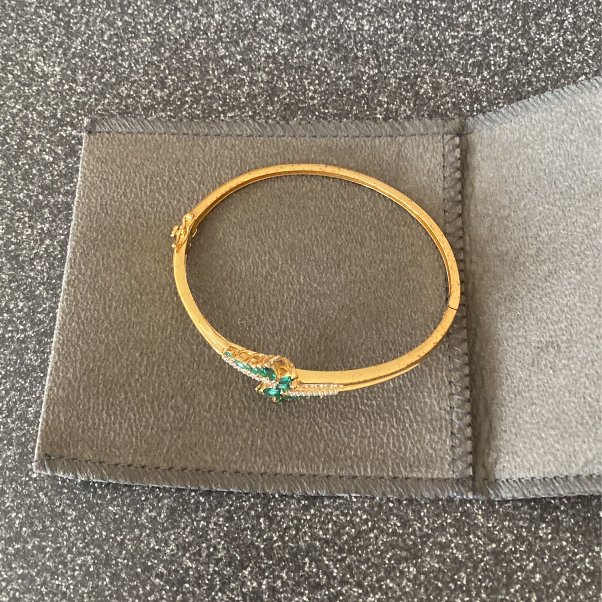 Gold Plated bracelet With Diamonds & Emeralds
