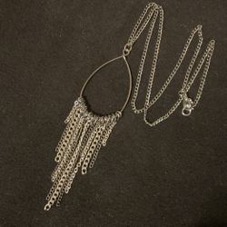 22” Chain Necklace With Dangling Chain Pendant