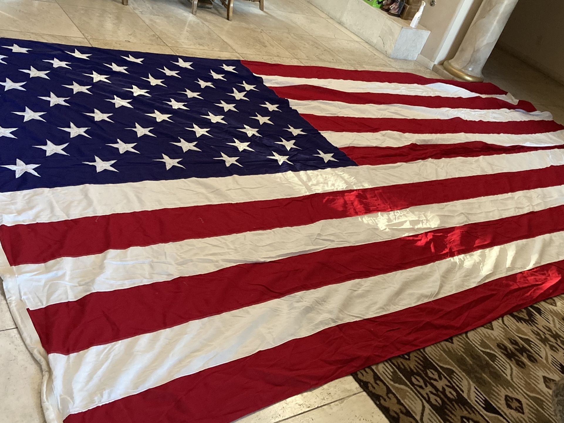 Huge American US flag banner approx 10 X 20 feet military garrison size Cotton (contact info removed) celebration 