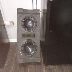 Dual Subwoofer Box And Speakers 