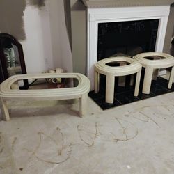 3 pc  Glass Endtables Set
