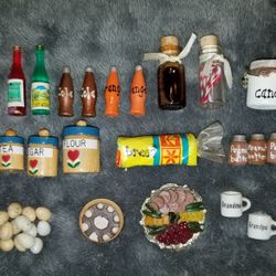 42pc Mini/Miniature Dollhouse Barbie Doll Size Play Food Lot. Cake Meat Tray Milk Bread PB&J Eggs Beer +More. $30
