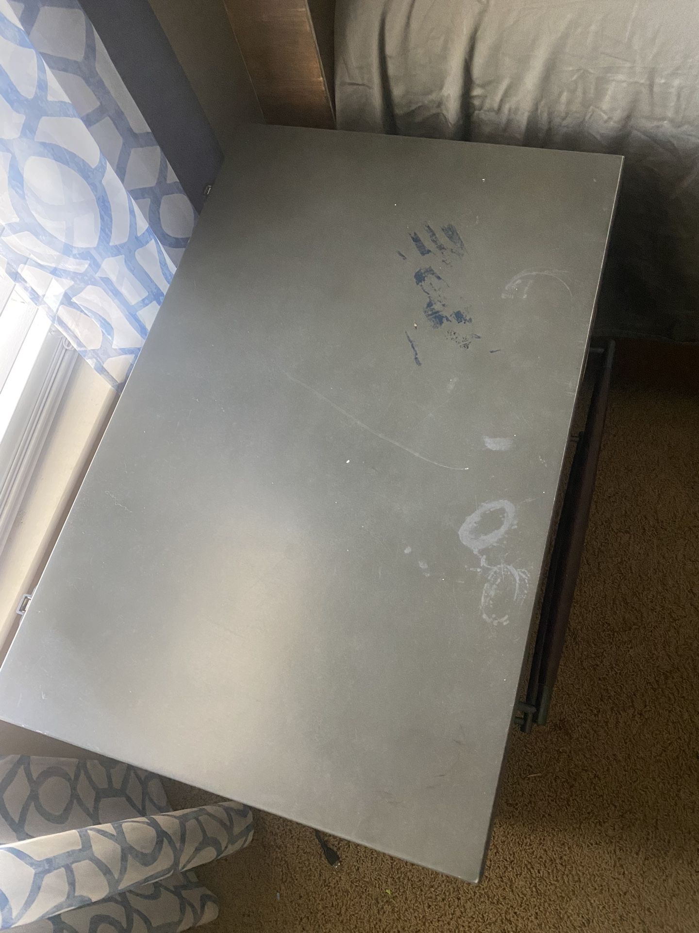 Granite Top Bed Side table (Dark Ash gray top with chestnut wood bottom)