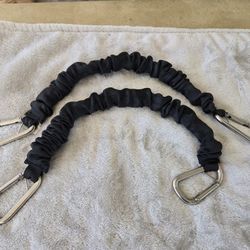 2 20" Shockles Line Snubbers Black Bungee Line Snubber Pair w/ 4" Carabiners Hooks