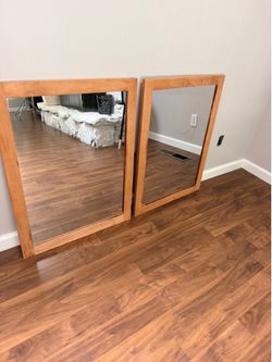 World market light wood mirror set of two