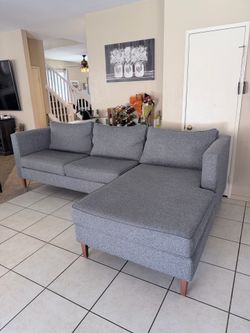 LIVING SPACES! Beautiful Grey sectional couch LIKE NEW