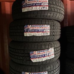 SET OF FOUR NEW TIRES 215/60/16 AMERICAN ROADSTAR INCLUDING MOUNT AND BALANCE, ASK ME FOR SIZES AND BRANDS