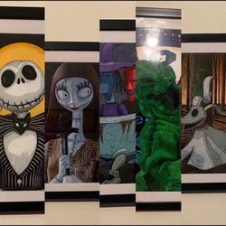 5 Custom Nightmare Before Christmas Art Pieces In Frames