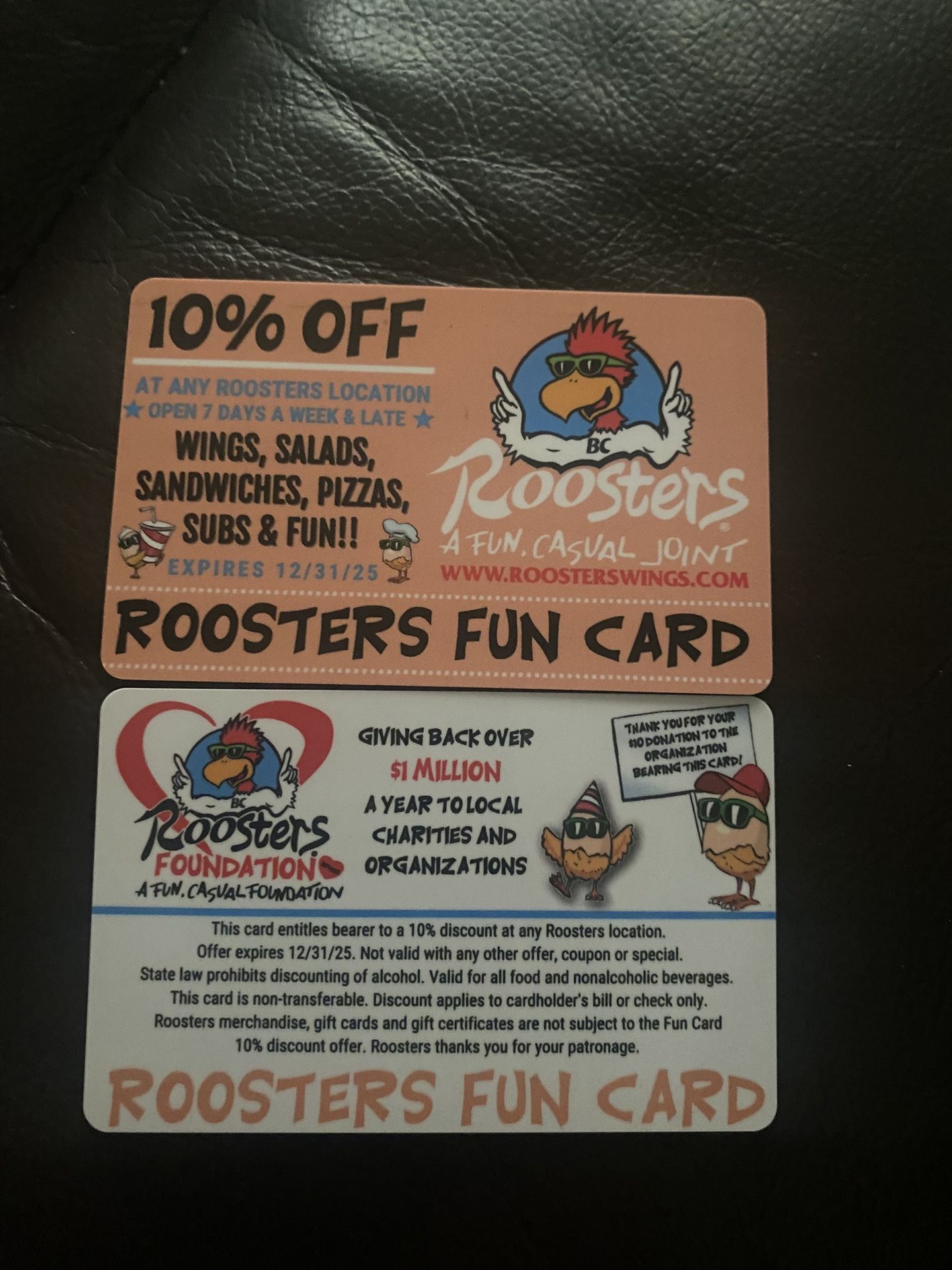 Rooster’s Discount Card 10% Off