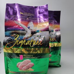2 X 4lb Zignature Duck Limited Ingredient Formula Dry Dog Food w/Probiotics NEW