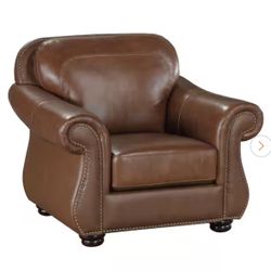 Lazzara Beven Camel Brown Leather Arm Chair