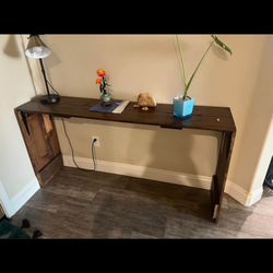 Wooden Shelf And Island Stools 
