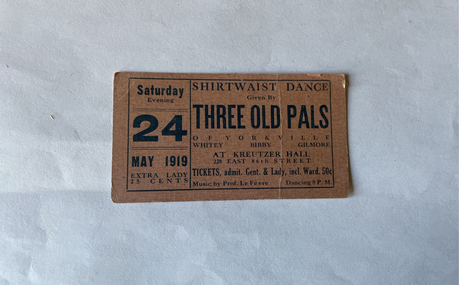 1919 Dance Ticket 