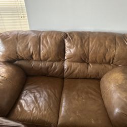 Sofa & Loveseat Tan Soft Leather