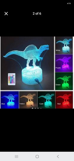 Kids color changing dinosaur night light with USB cable and remote