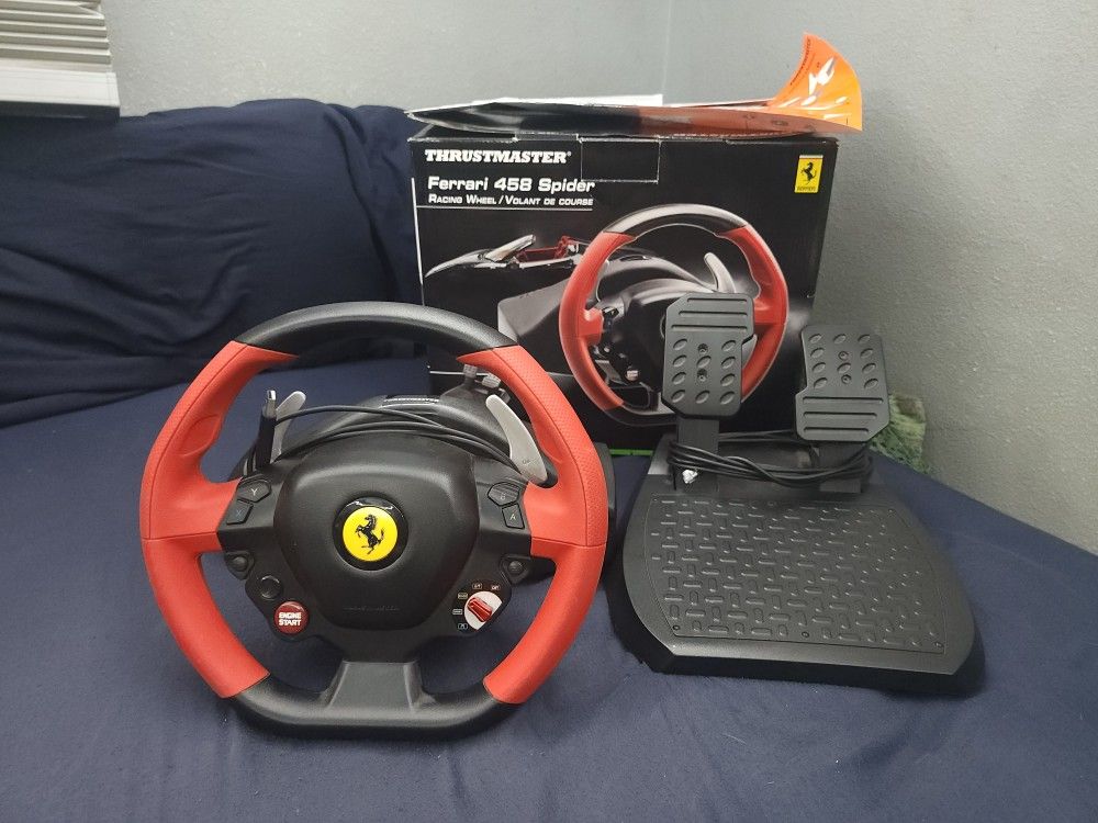 Thrustmaster Ferrari 458 Spider Racing Wheel + Pedals (Xbox) – Great Condition, Box is in Decent Shape