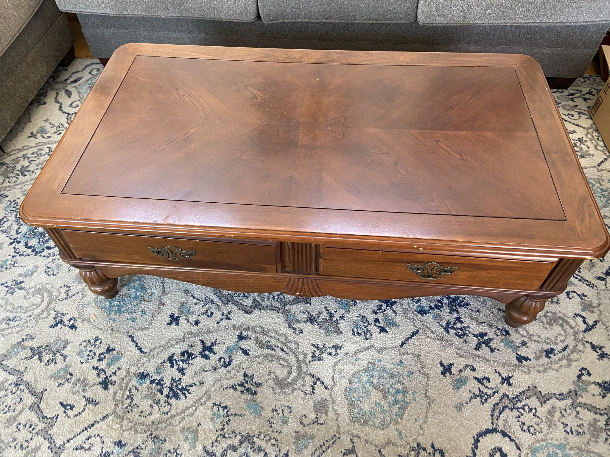 Finished Wood Coffee Table And End Table