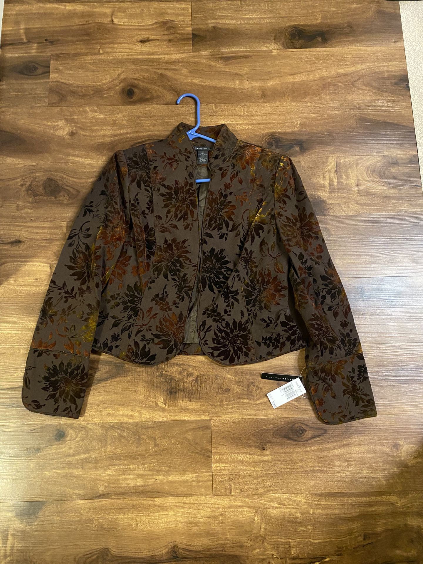 Brand new woman’s Grace Dane Lewis brand Brown Silk Embroidered BlazerJacket Up For Sale