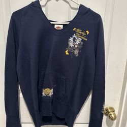 Woman’s Medium Navy Blue Hoodie Harley Davidson Motorcycle 