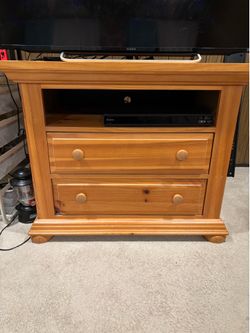 Broyhill wooden TV stand with two drawers