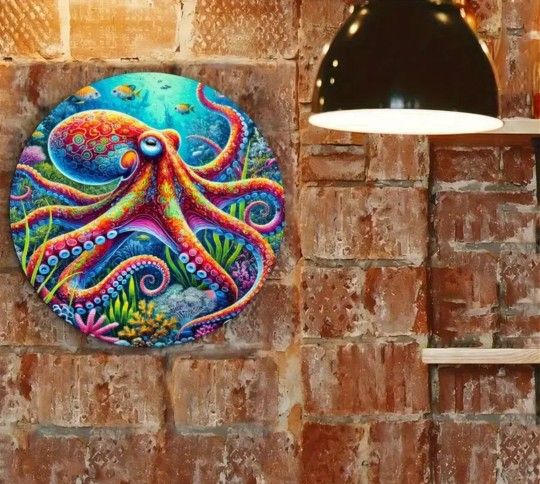 Round Metal Octopus Wall Decor