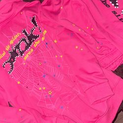 Pink Spider Hoodie And Pants