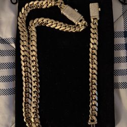 12 mm Cuban link chain and Cuban bracelet with Moissanite lock