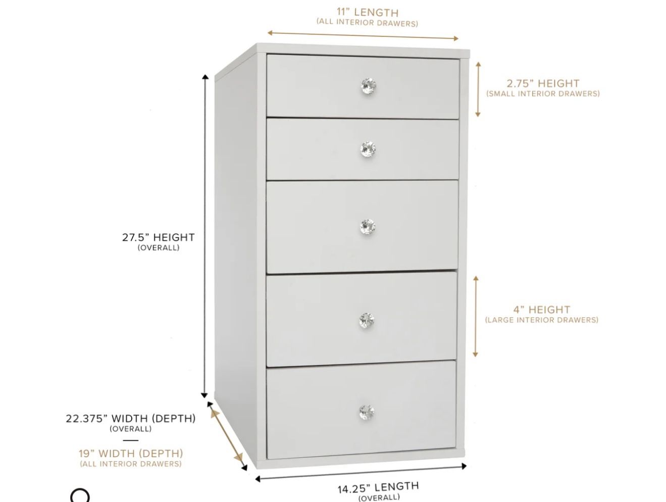 Vanity Dressers With Crystal Knobs